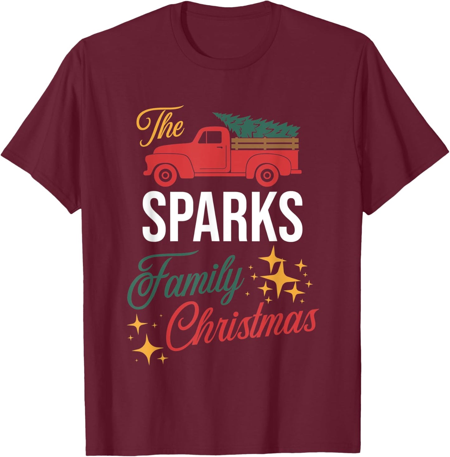 The Sparks Family Christmas Matching Pajamas Group Gift T-Shirt - T-Shirt | Maroon