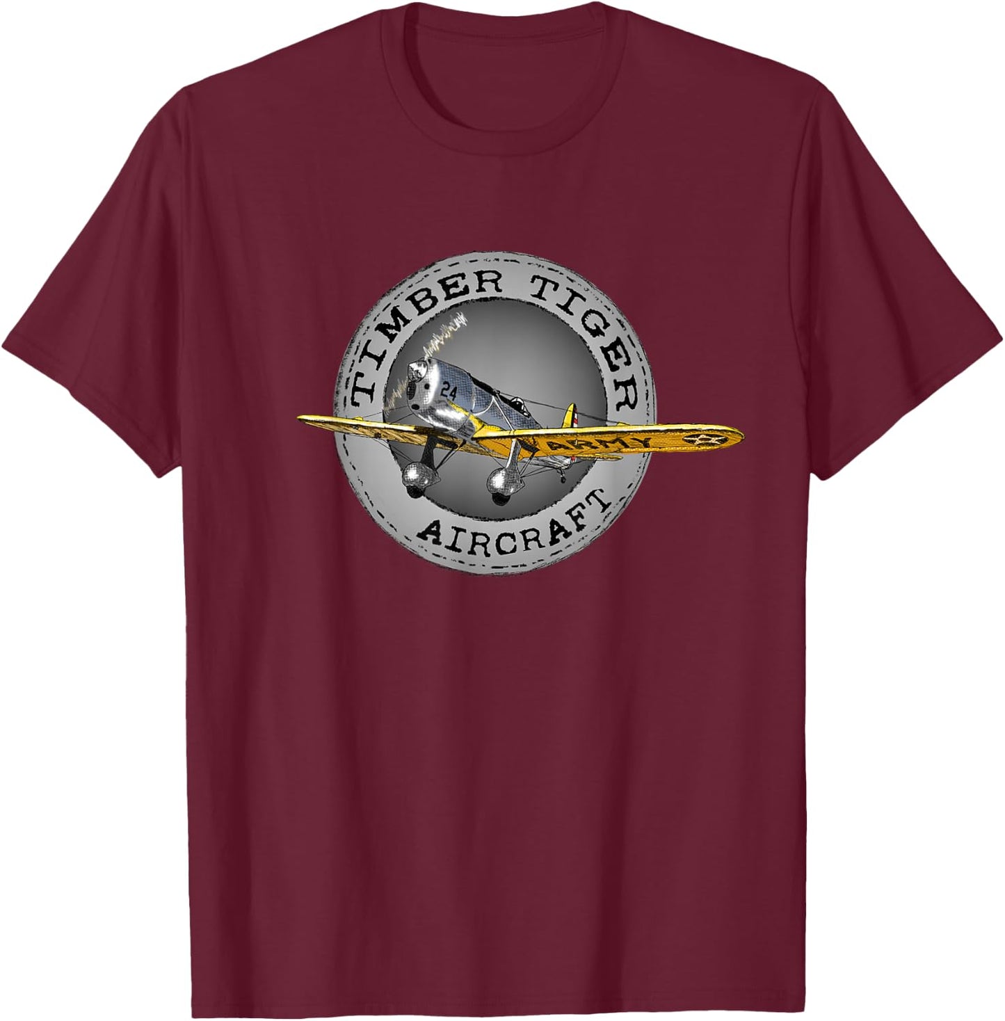 Timber Tiger Aircraft T-Shirt - T-Shirt | Maroon