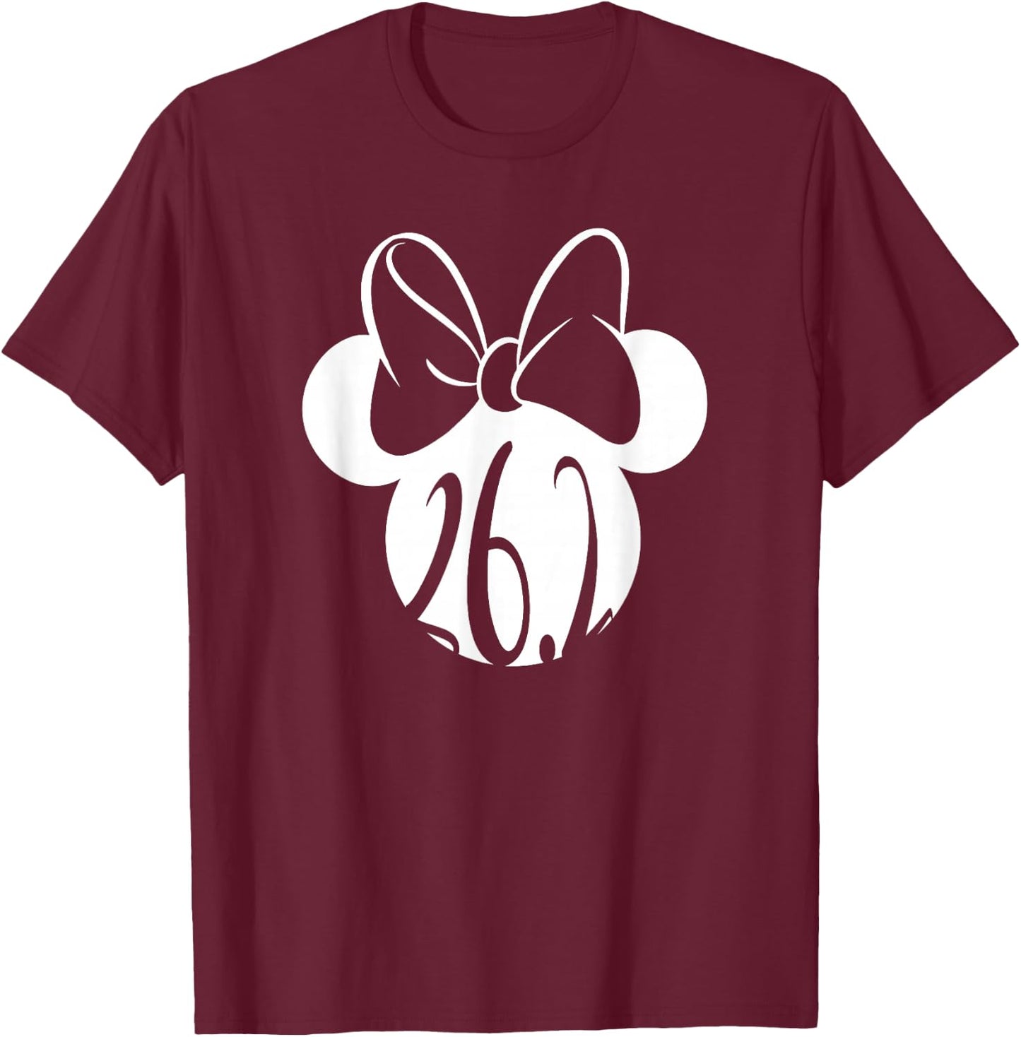 Disney Mickey And Friends Minnie Mouse Marathon 26.2 Logo T-Shirt - T-Shirt | Maroon