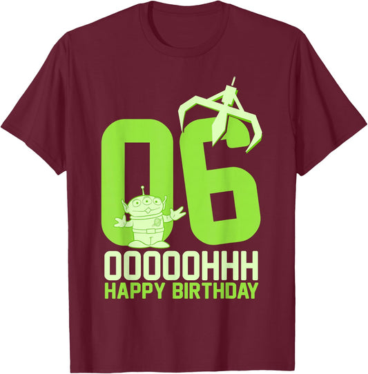 Disney Pixar Toy Story Alien OOOOH Happy 6th Birthday T-Shirt - T-Shirt | Maroon