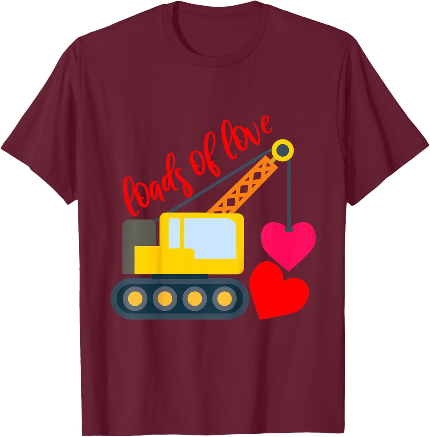 Kids Boys Valentines Day Loads of Love Toddler Girl Truck Hearts T-Shirt - T-Shirt | Maroon