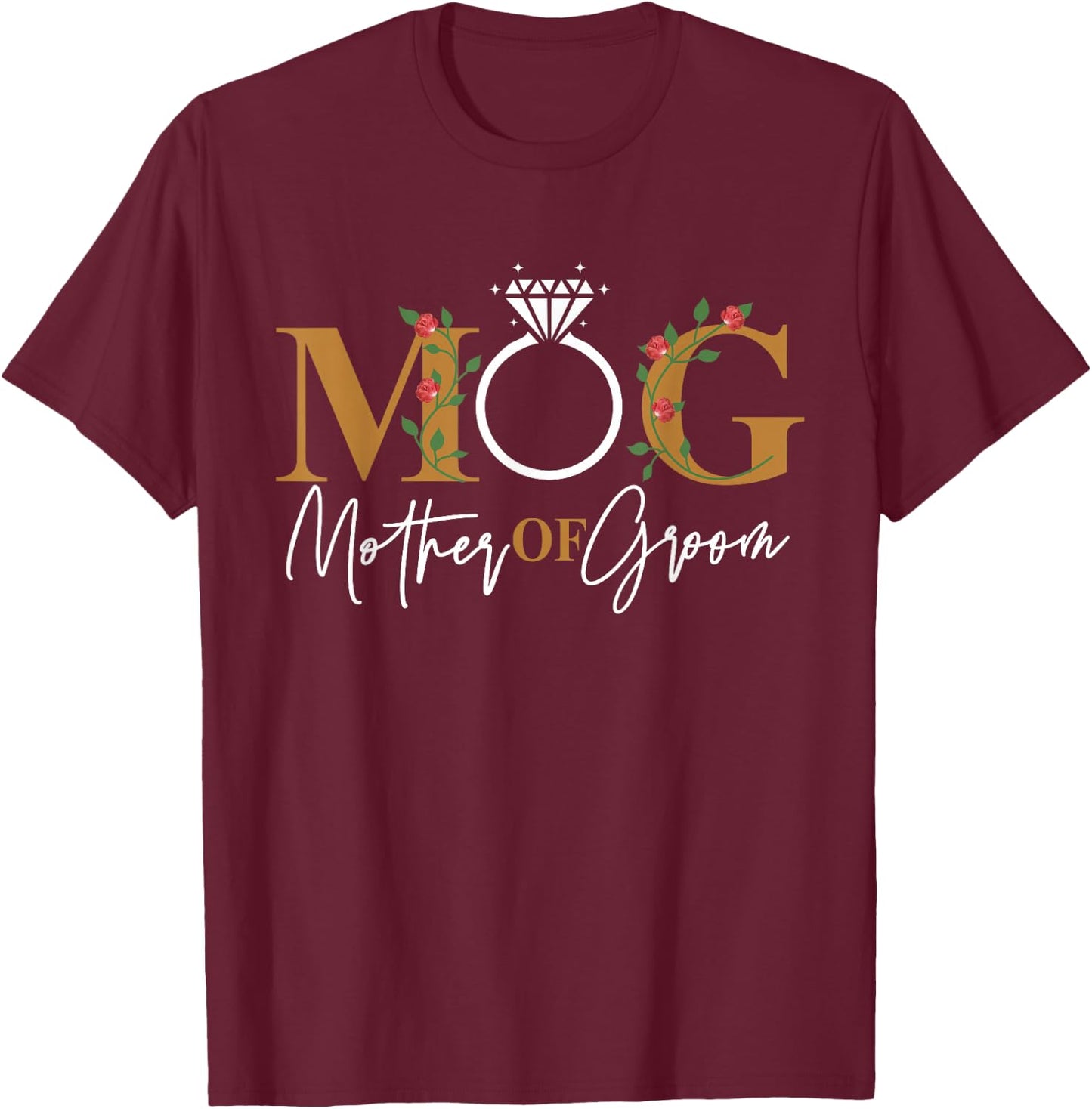 Father and Mother of Groom Diamond Ring MOG Wedding T-Shirt - T-Shirt | Maroon