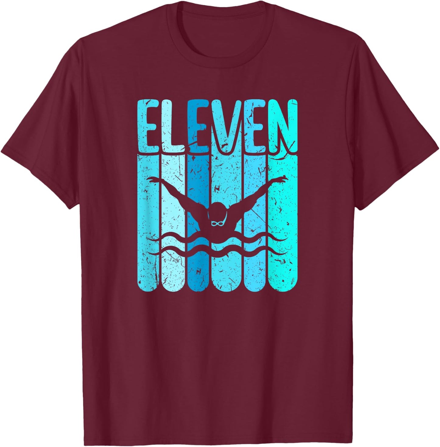 Swimmer 11th Birthday Swimming T-Shirt - T-Shirt | Maroon