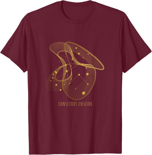 Conscious Creator Sacred Geometry T-Shirt - T-Shirt | Maroon