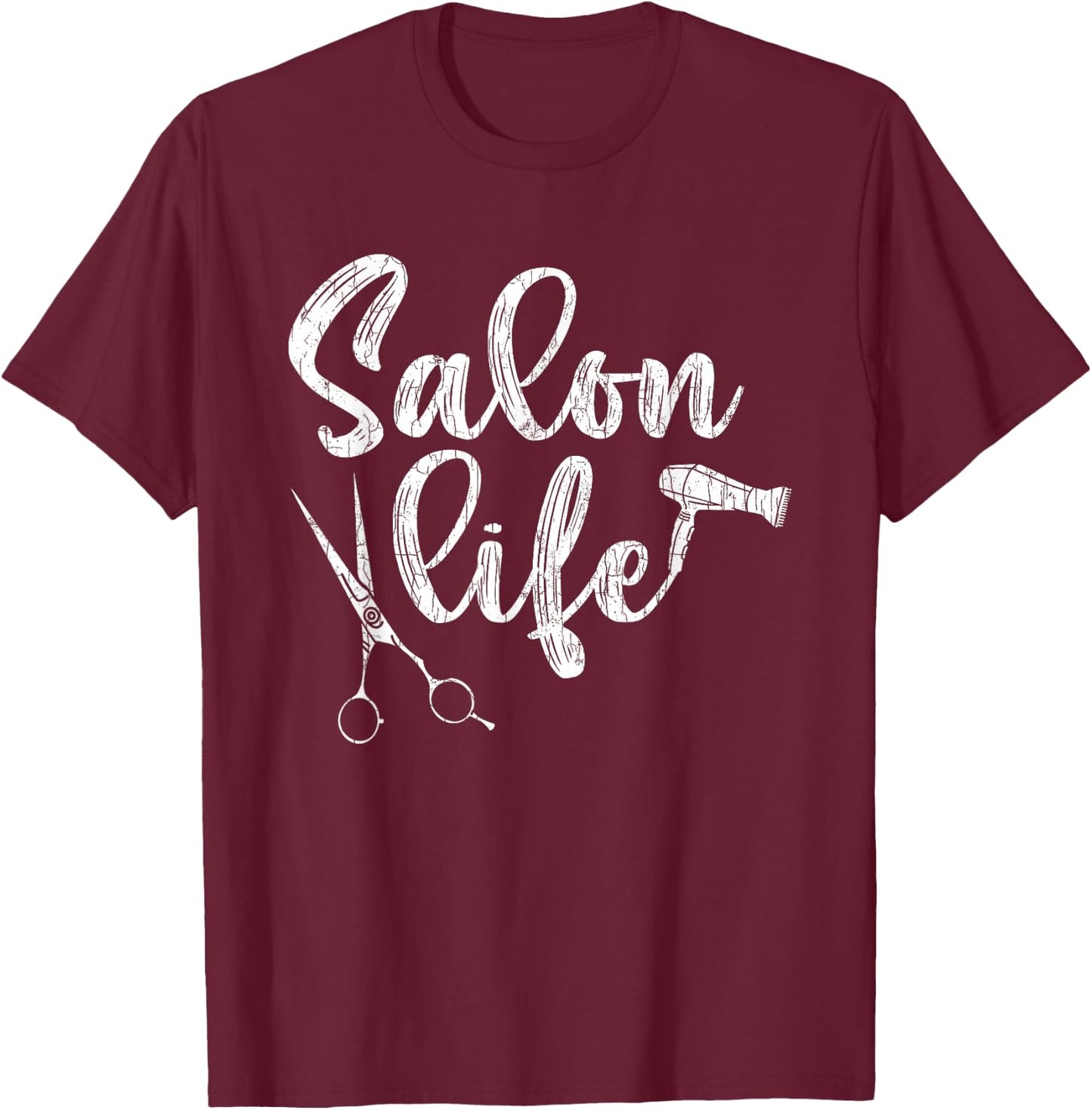 Salon Life Funny Hairdresser Hairstylist Barber Graphic T-Shirt - T-Shirt | Maroon