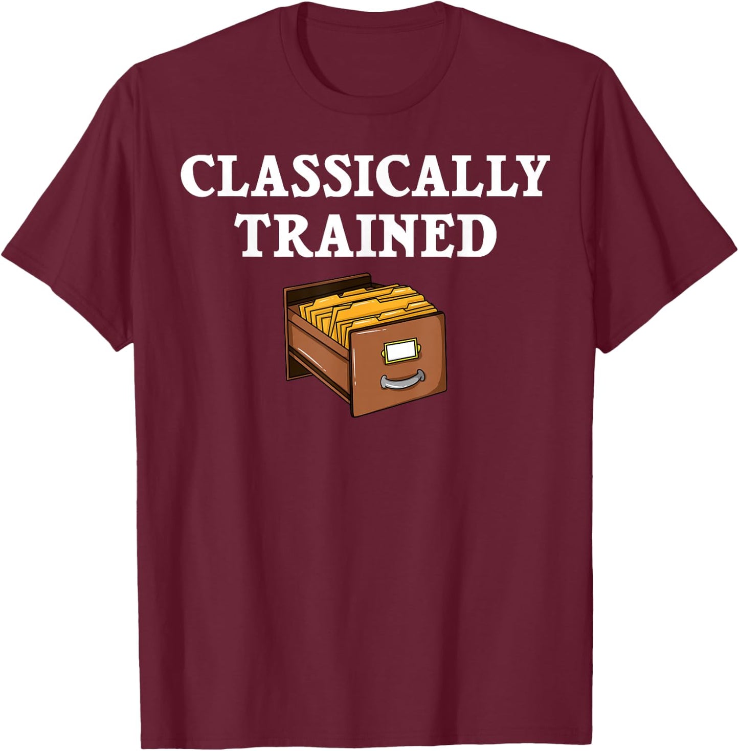 Card Catalog Library Librarian T-Shirt - T-Shirt | Maroon