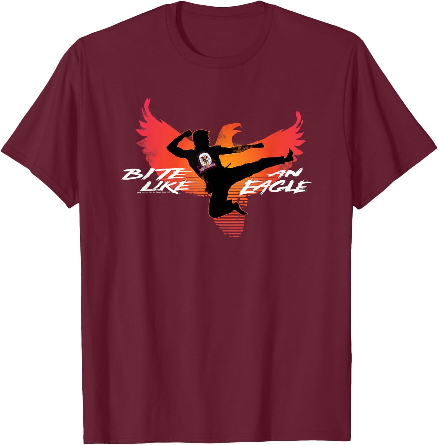 Cobra Kai Bite Like an Eagle Jump Kick TV Show T-Shirt - T-Shirt | Maroon