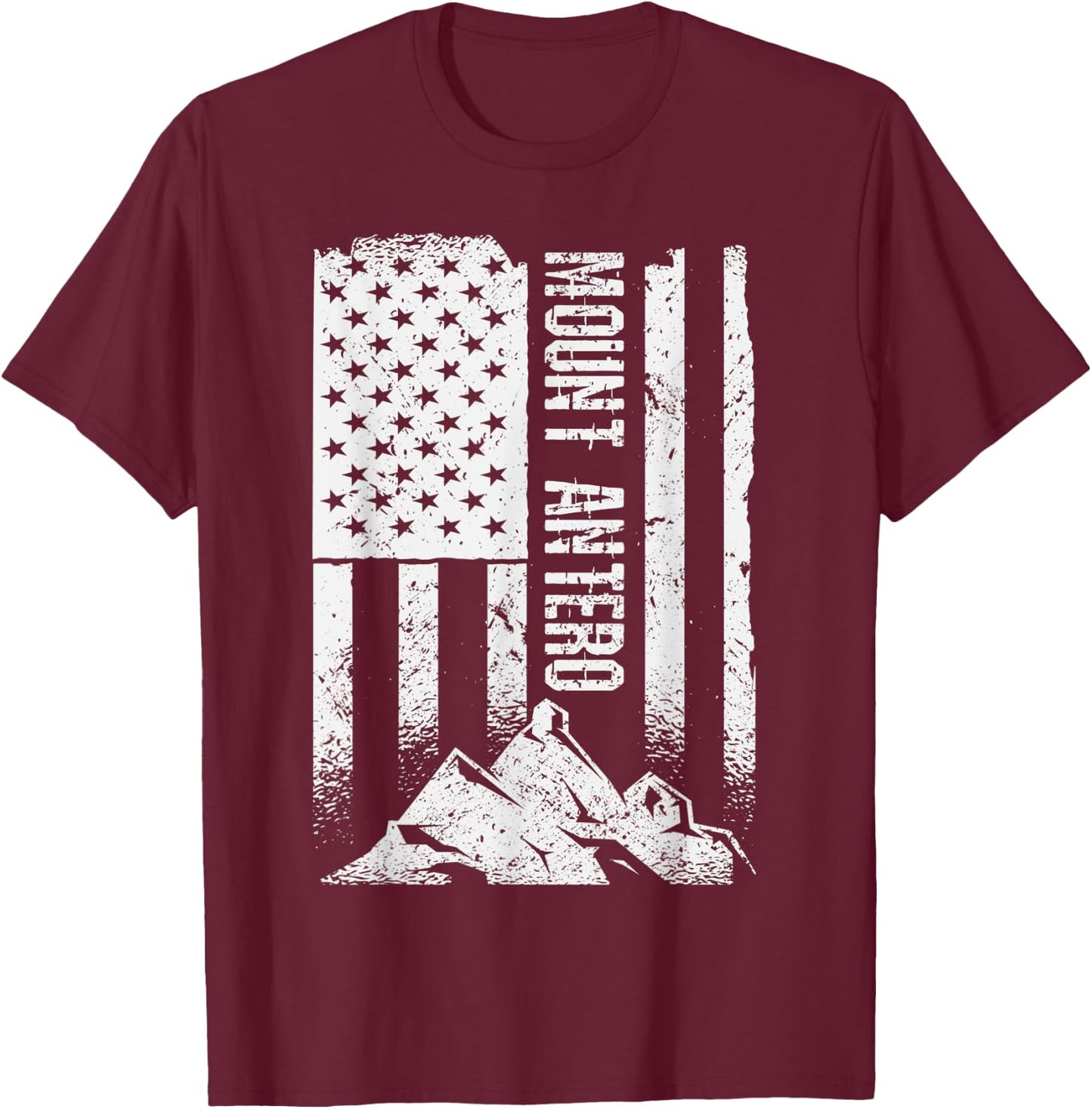 American Flag Patriotic Mount Antero Colorado T-Shirt - T-Shirt | Maroon