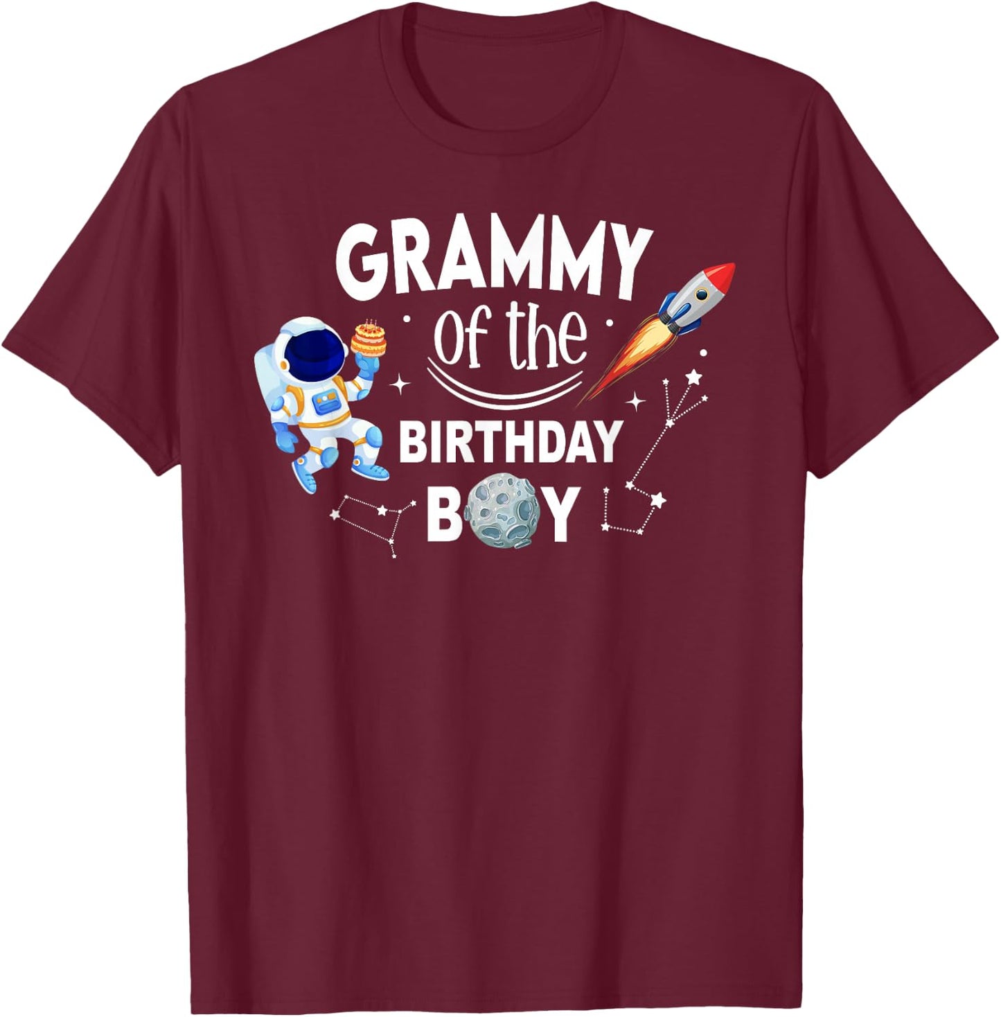 Grammy of The Birthday Boy Space Astronaut Birthday Family T-Shirt - T-Shirt | Maroon