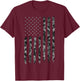 Camo American Flag - Gray American Flag Camo T-Shirt - T-Shirt | Maroon