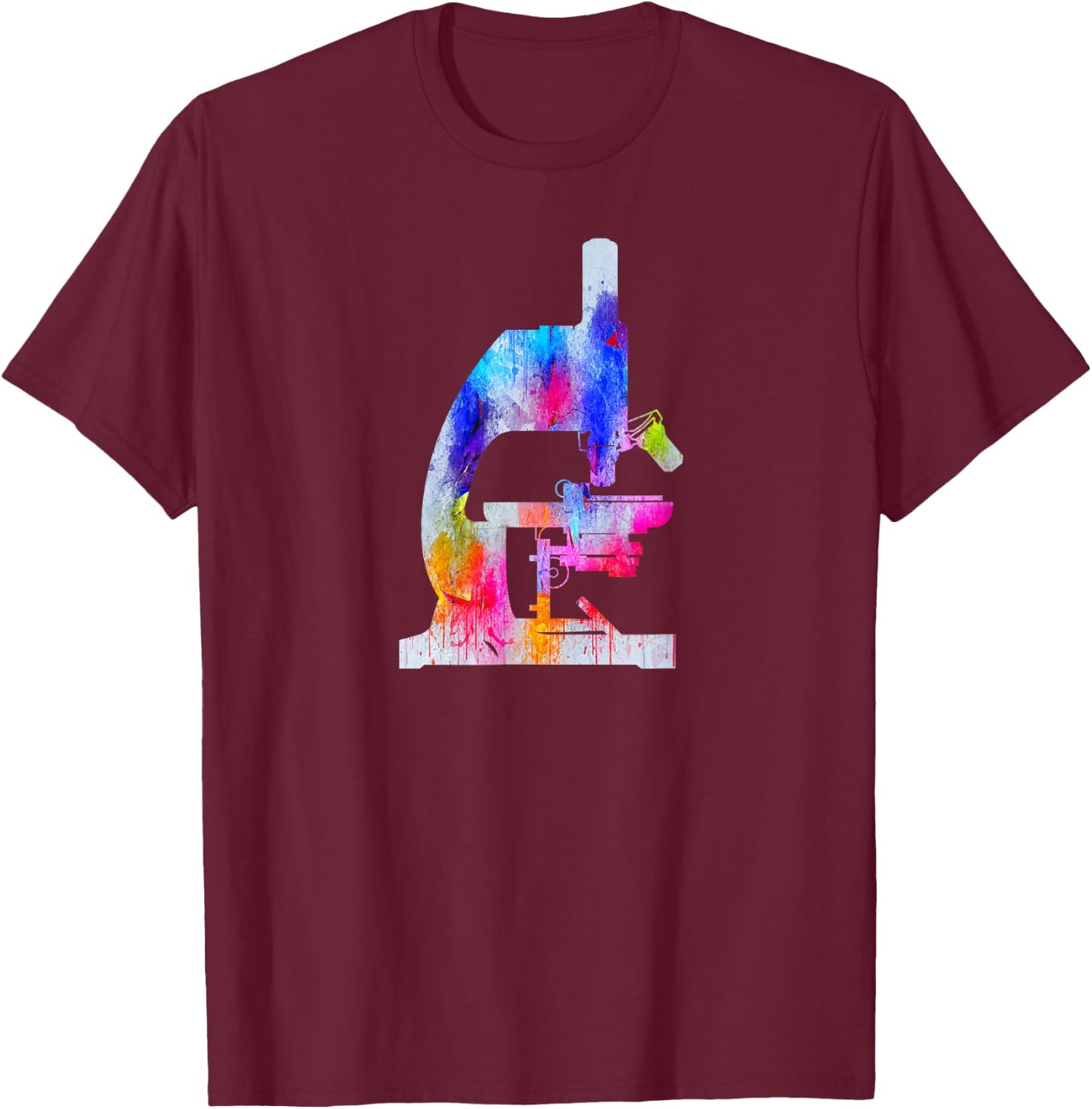 Microscope Watercolor Female Scientist Lab Tech Gift T-Shirt - T-Shirt | Maroon