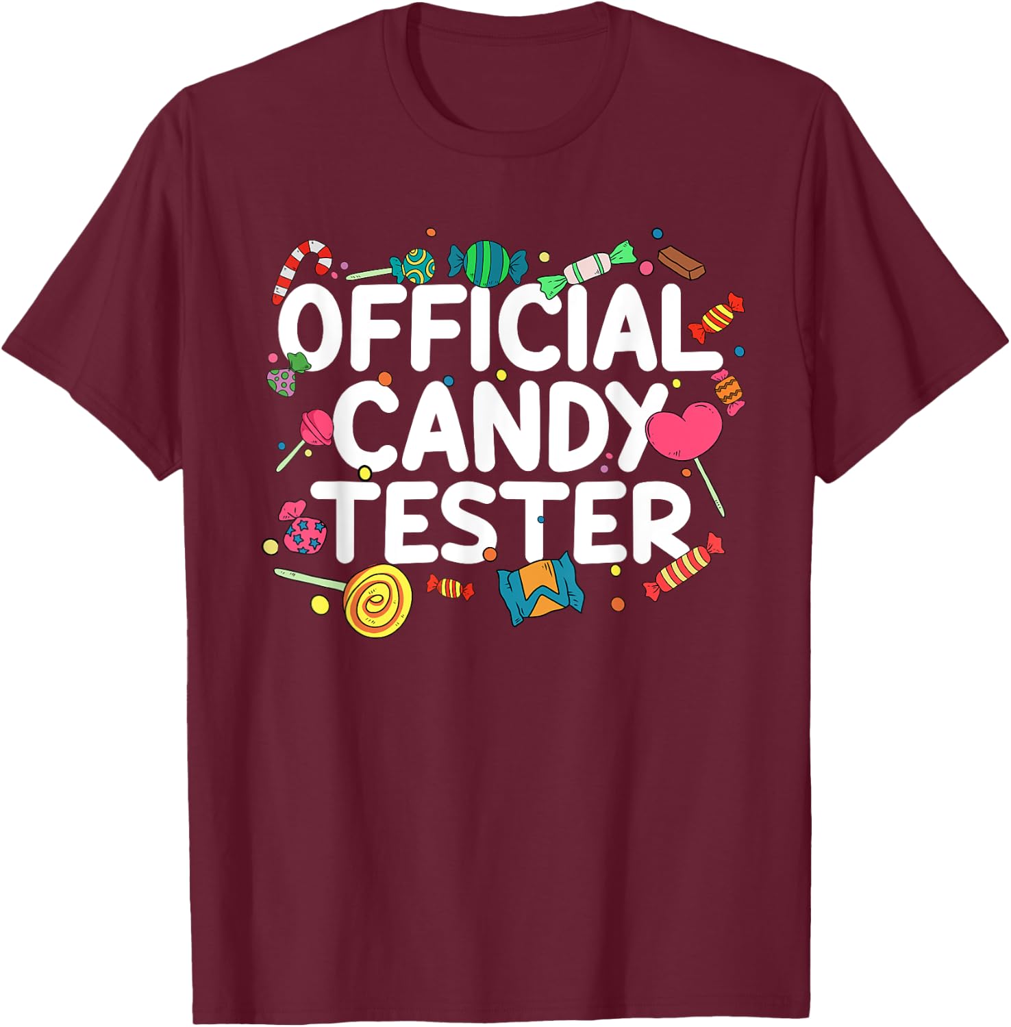 Cool Candy Art Men Women Kids Lollipop Candy Bar Halloween T-Shirt - T-Shirt | Maroon