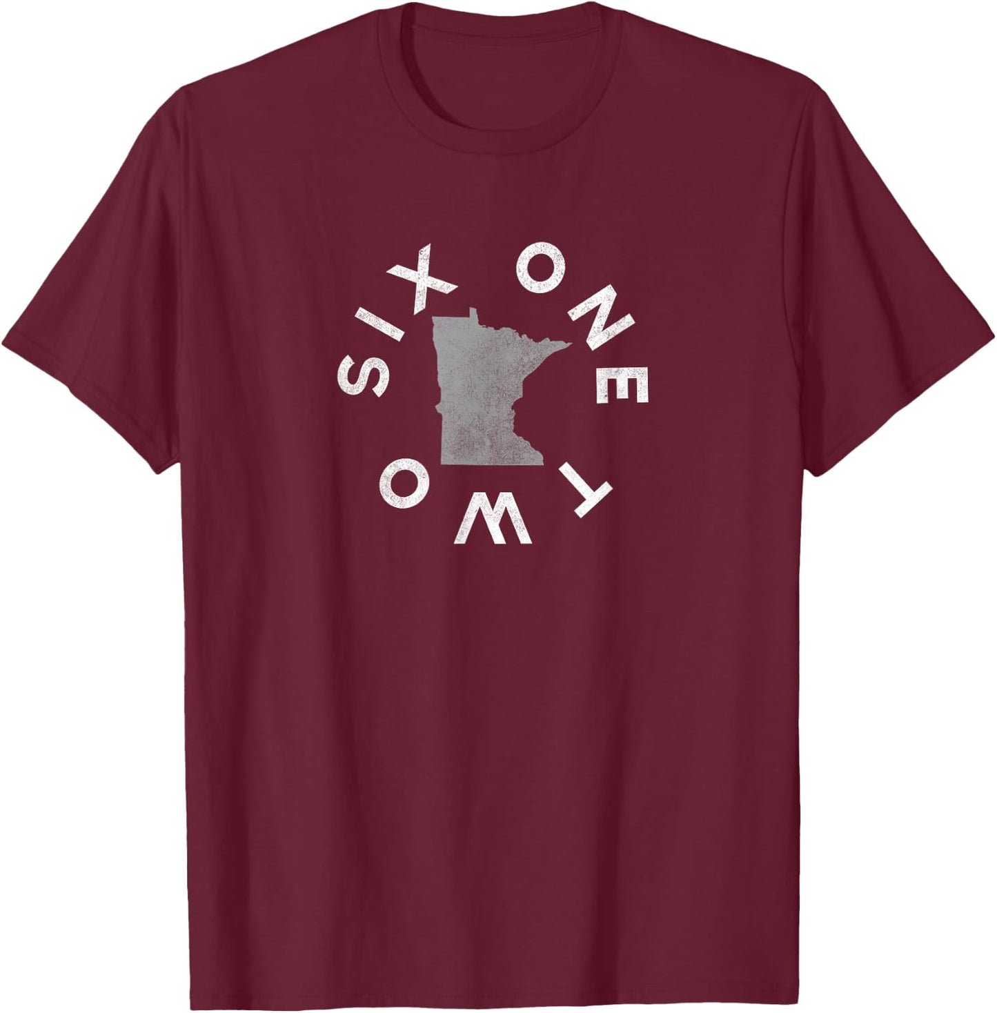 Vintage 612 Six One Two Minnesota Outline Map MN T-Shirt - T-Shirt | Maroon