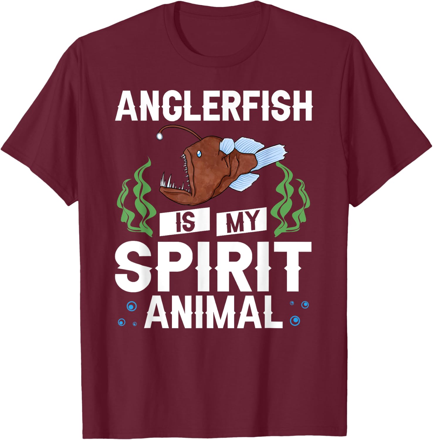 Anglerfish Deep Sea Angler Fish Skeleton T-Shirt - T-Shirt | Maroon