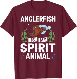 Anglerfish Deep Sea Angler Fish Skeleton T-Shirt - T-Shirt | Maroon