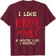 I Like Horror Movies 3 People Funny Halloween Men Women T-Shirt - T-Shirt | Maroon