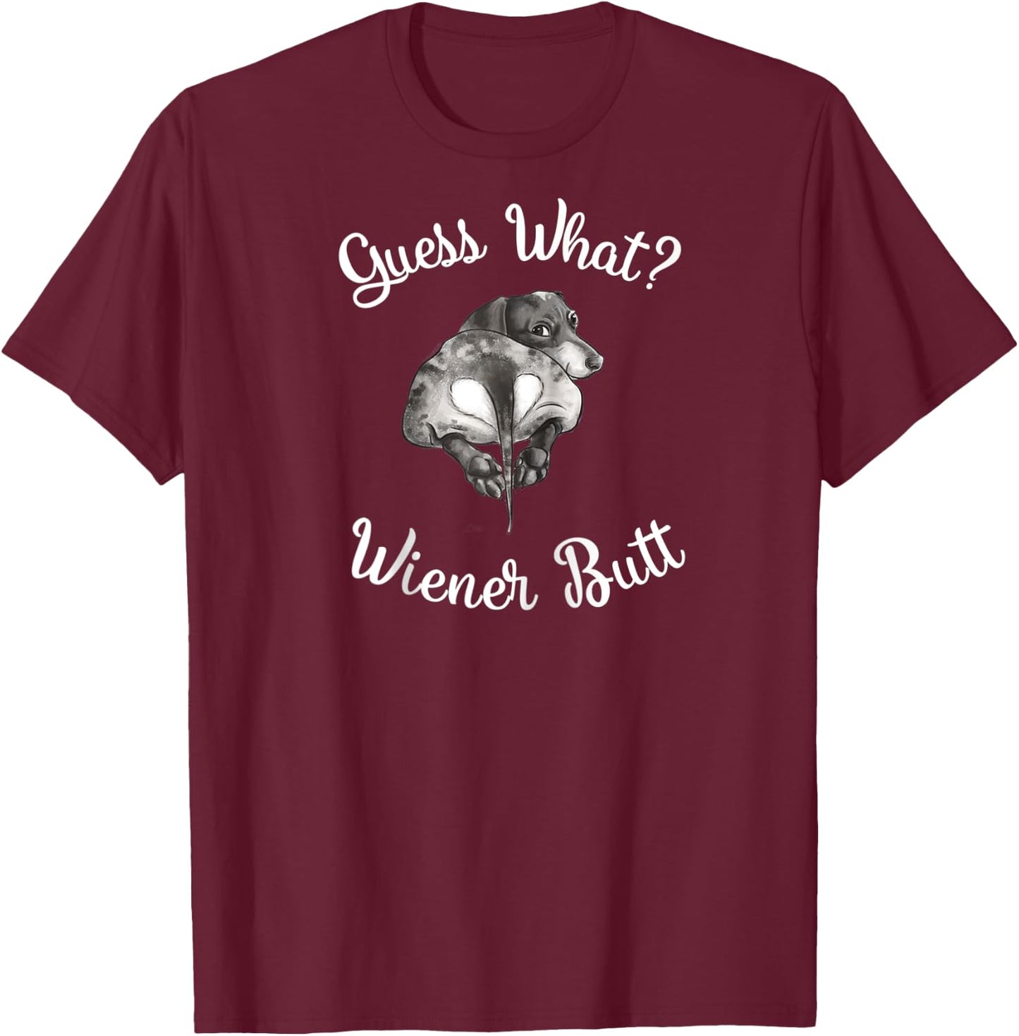 Guess what wiener butt dachshund gift Raglan Baseball T-Shirt - T-Shirt | Maroon