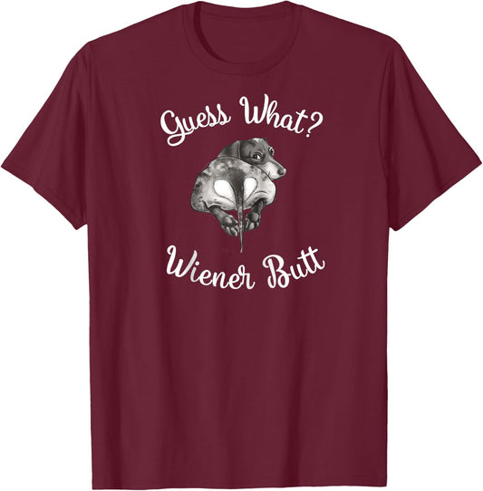 Guess what wiener butt dachshund gift Raglan Baseball T-Shirt - T-Shirt | Maroon