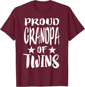 Proud Grandpa Of Twins New Grandfather Gift T-Shirt - T-Shirt | Maroon