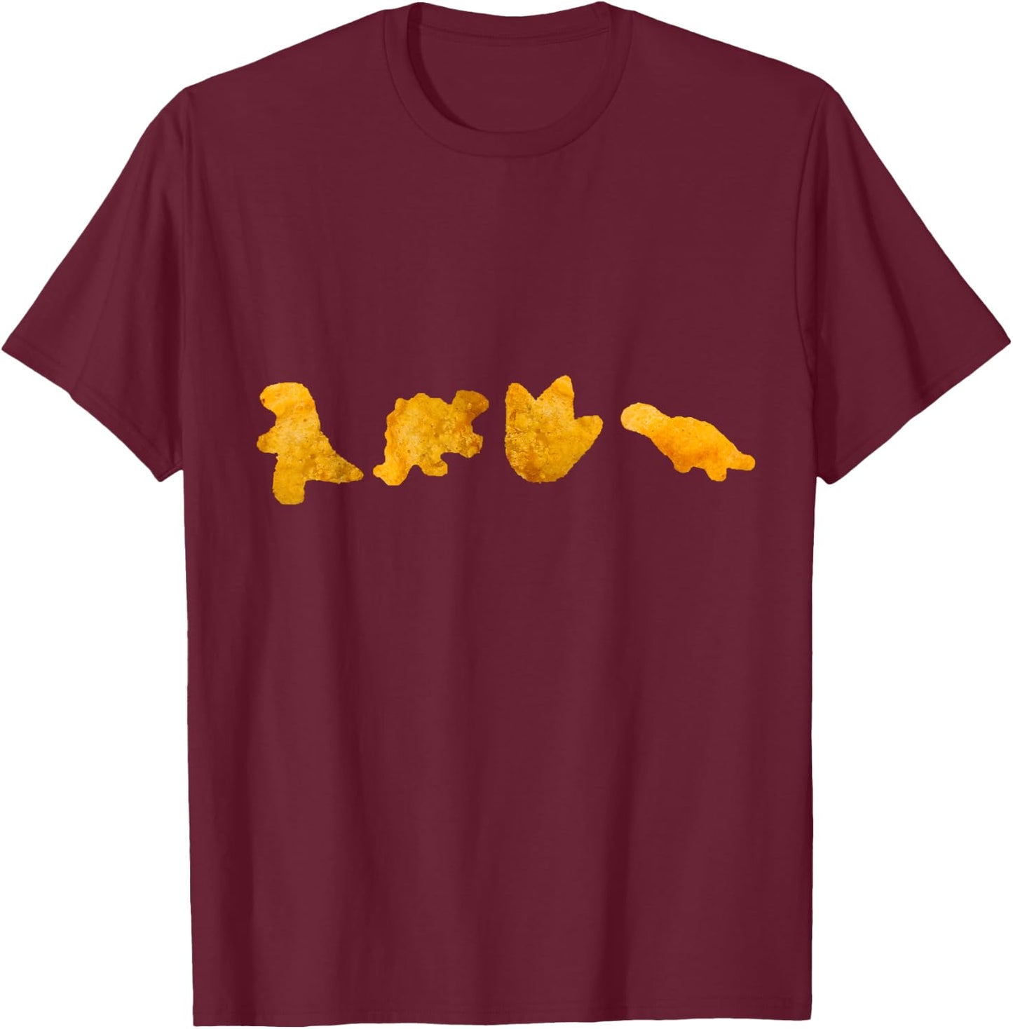 Random Galaxy Dinosaur Chicken Nuggets T-Rex Stegosaurus Dino Funny T-Shirt - T-Shirt | Maroon