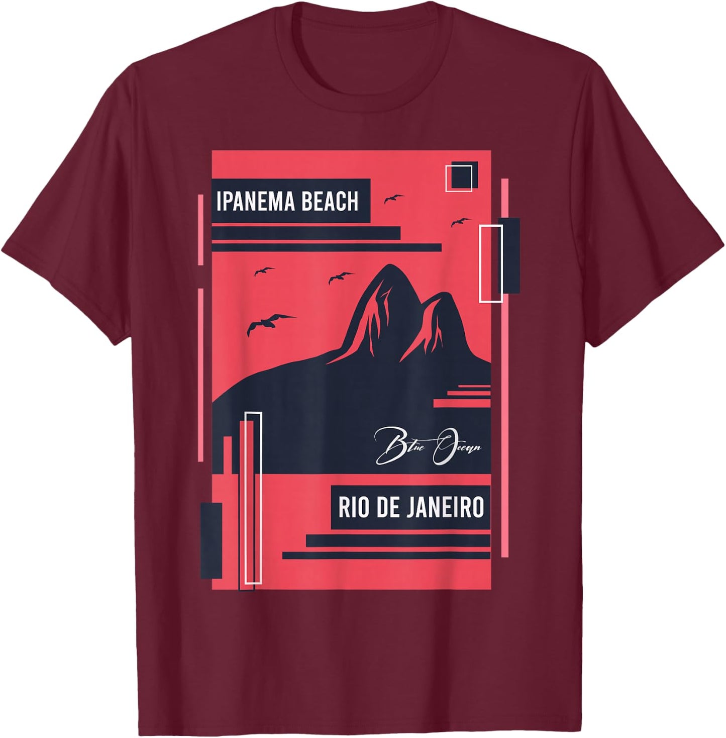 Ipanema Beach Vacation Holiday Brazil Flag T-Shirt - T-Shirt | Maroon