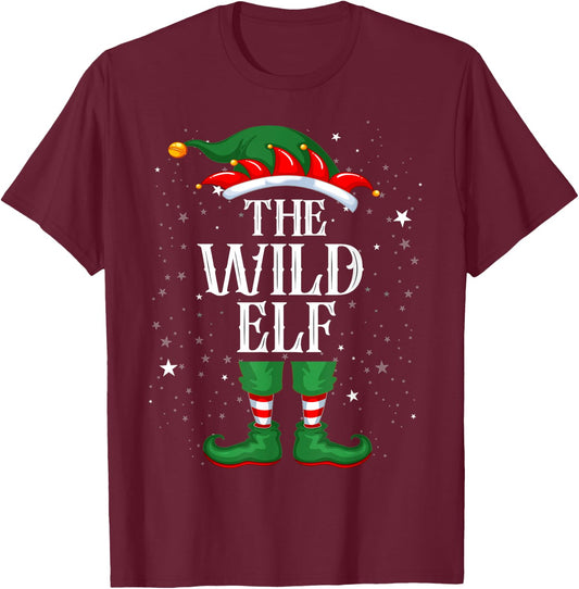 Christmas Elf Matching Family Group Funny Wild Elf T-Shirt - T-Shirt | Maroon