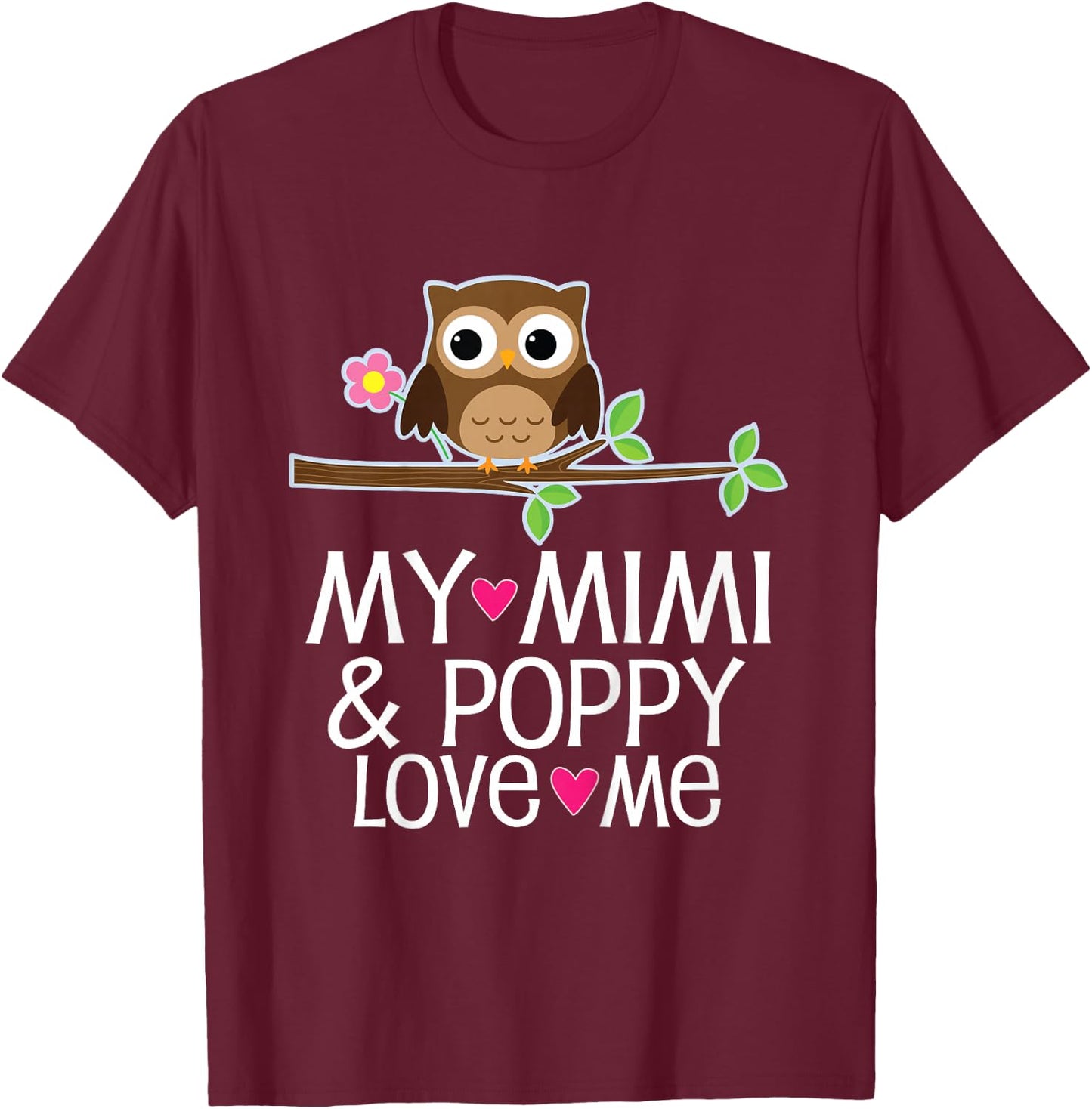My Mimi and Poppy Love Me Granddaughter Grandchild T-Shirt - T-Shirt | Maroon