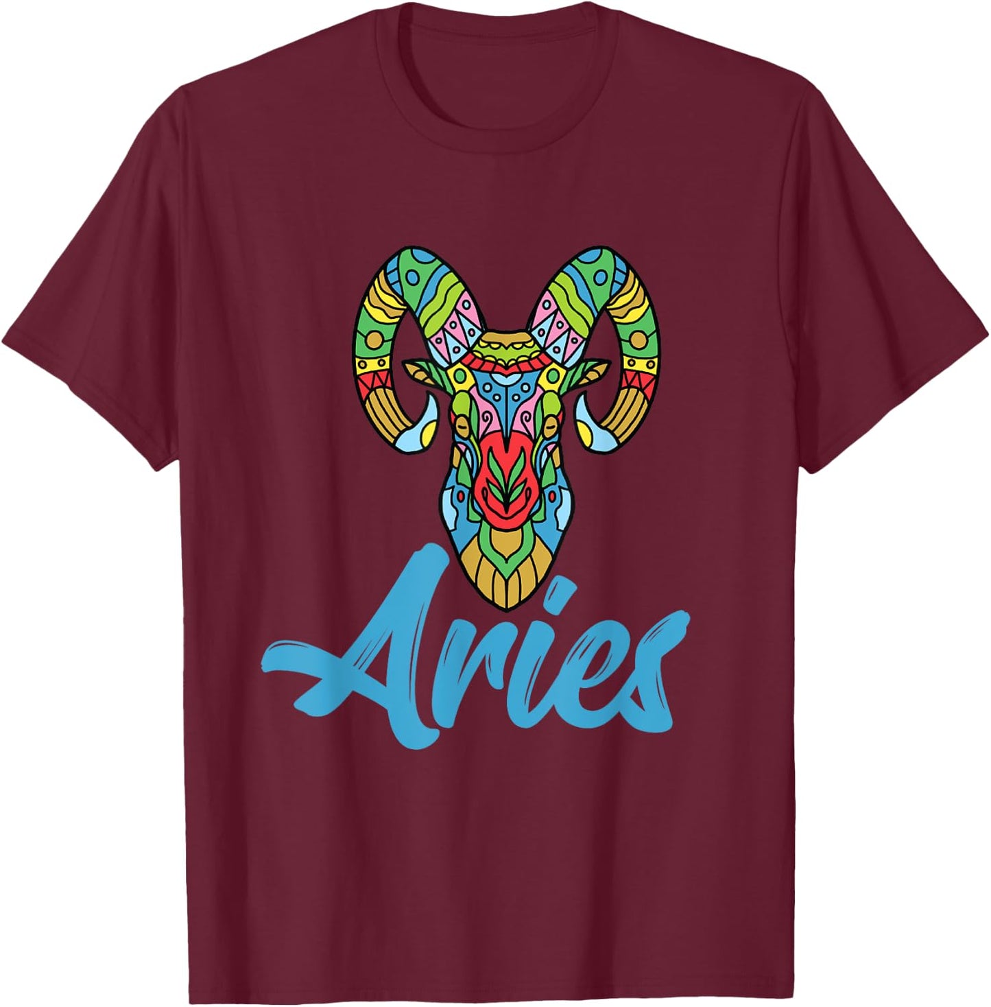 Aries Zodiac Sign Horoscope Astrology T-Shirt - T-Shirt | Maroon