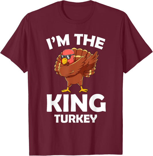 King Turkey Family Group Matching Thanksgiving Party Gift T-Shirt - T-Shirt | Maroon