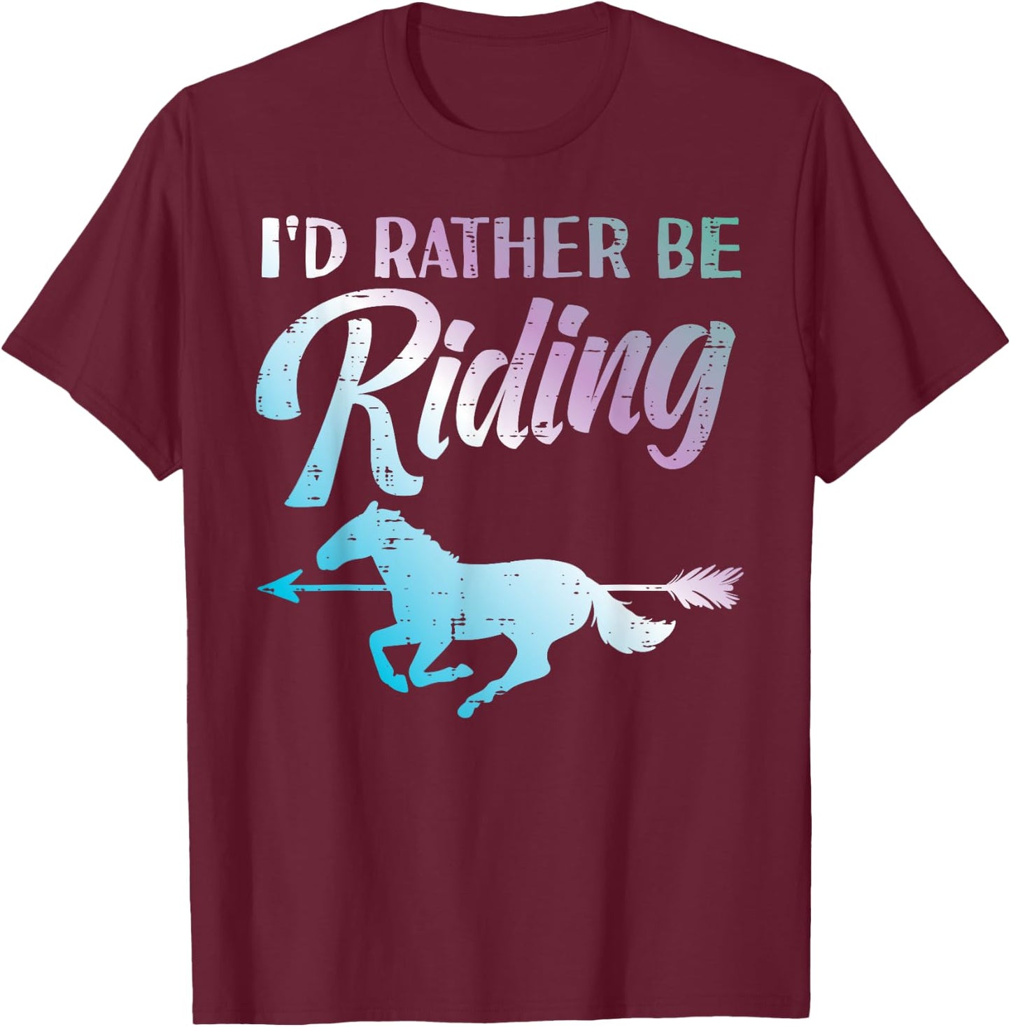 Id Rather Be Riding Horse Rider Equestrian Men Women Kids T-Shirt - T-Shirt | Maroon