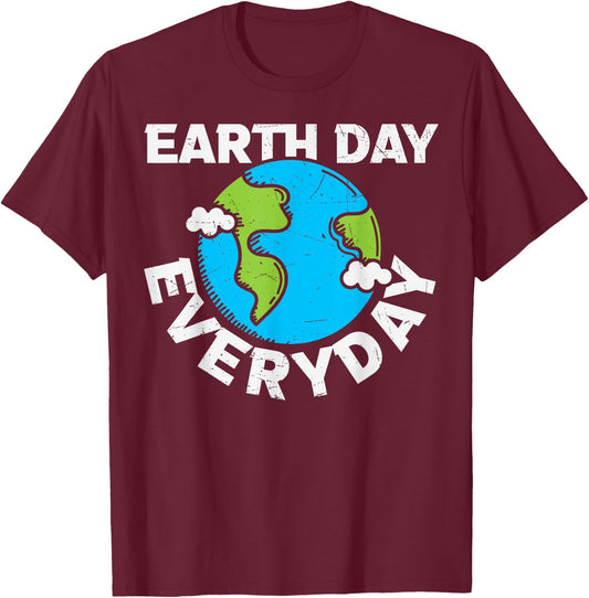 EARTH DAY EVERY DAY Rainbow Make the Earth Green Again T-Shirt - T-Shirt | Maroon