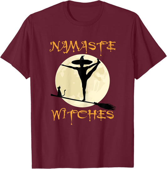 Namaste Witches - Halloween Yoga Women T-Shirt - T-Shirt | Maroon