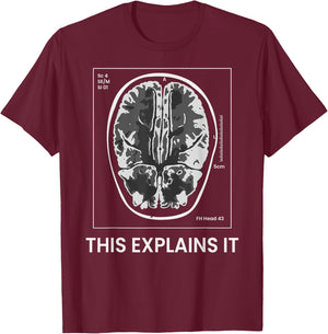 Funny MRI Scan Brain for CRAZY CAT LADY This Explains it T-Shirt - T-Shirt | Maroon