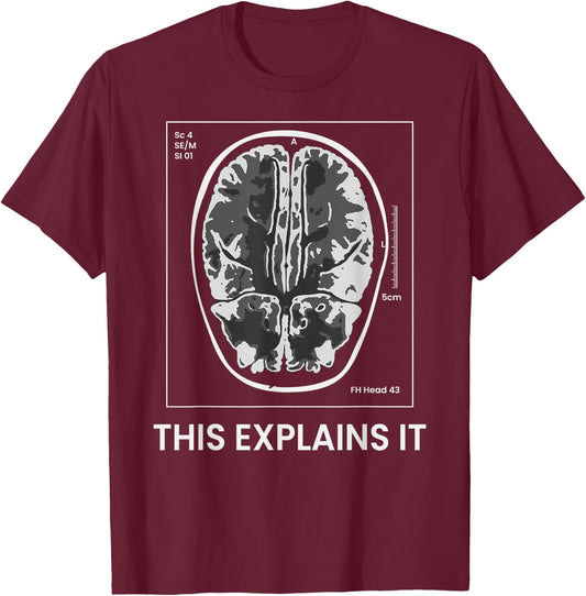 Funny MRI Scan Brain for CRAZY CAT LADY This Explains it T-Shirt - T-Shirt | Maroon