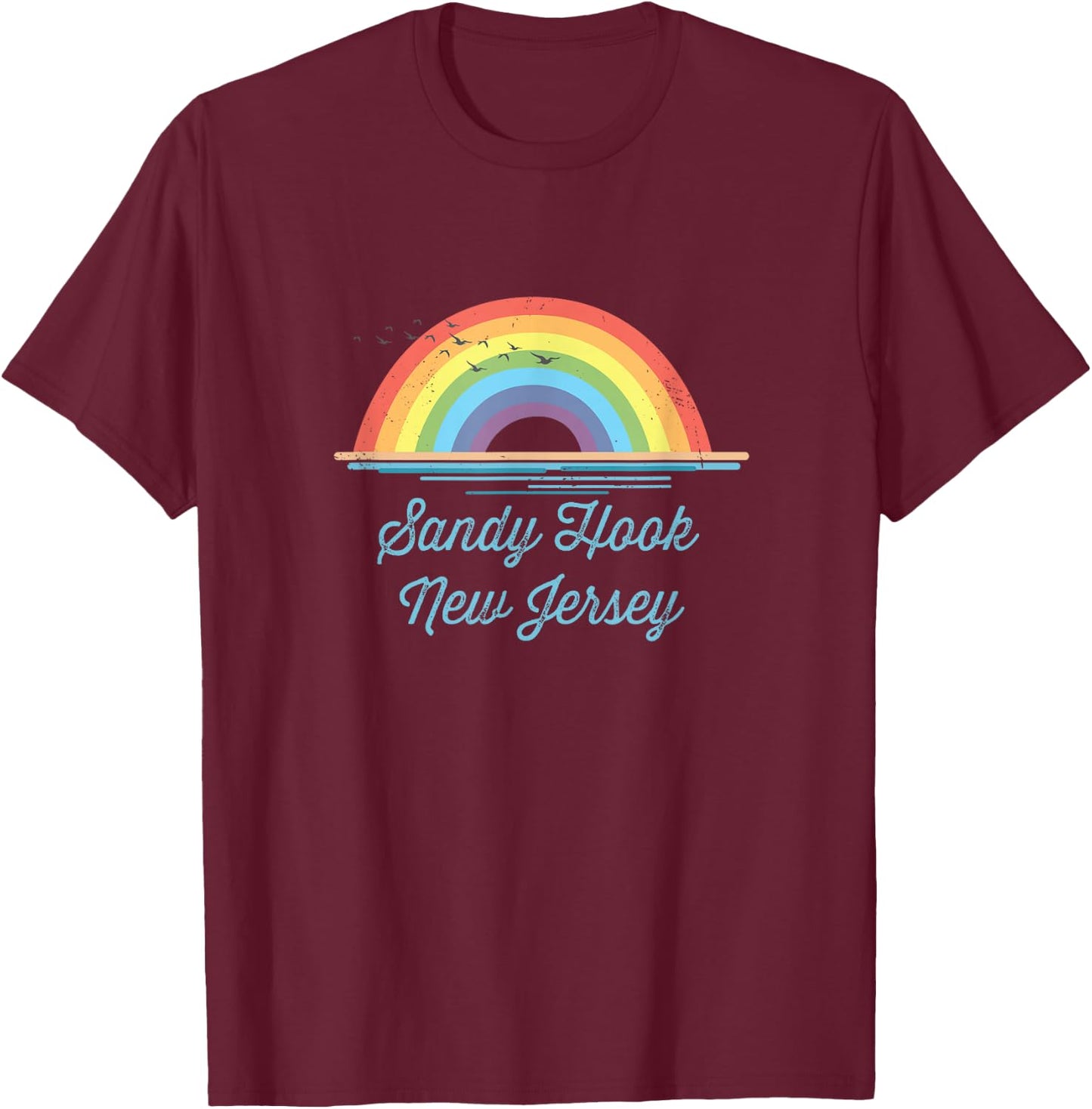 Sandy Hook New Jersey Souvenir Graphic T-Shirt - T-Shirt | Maroon