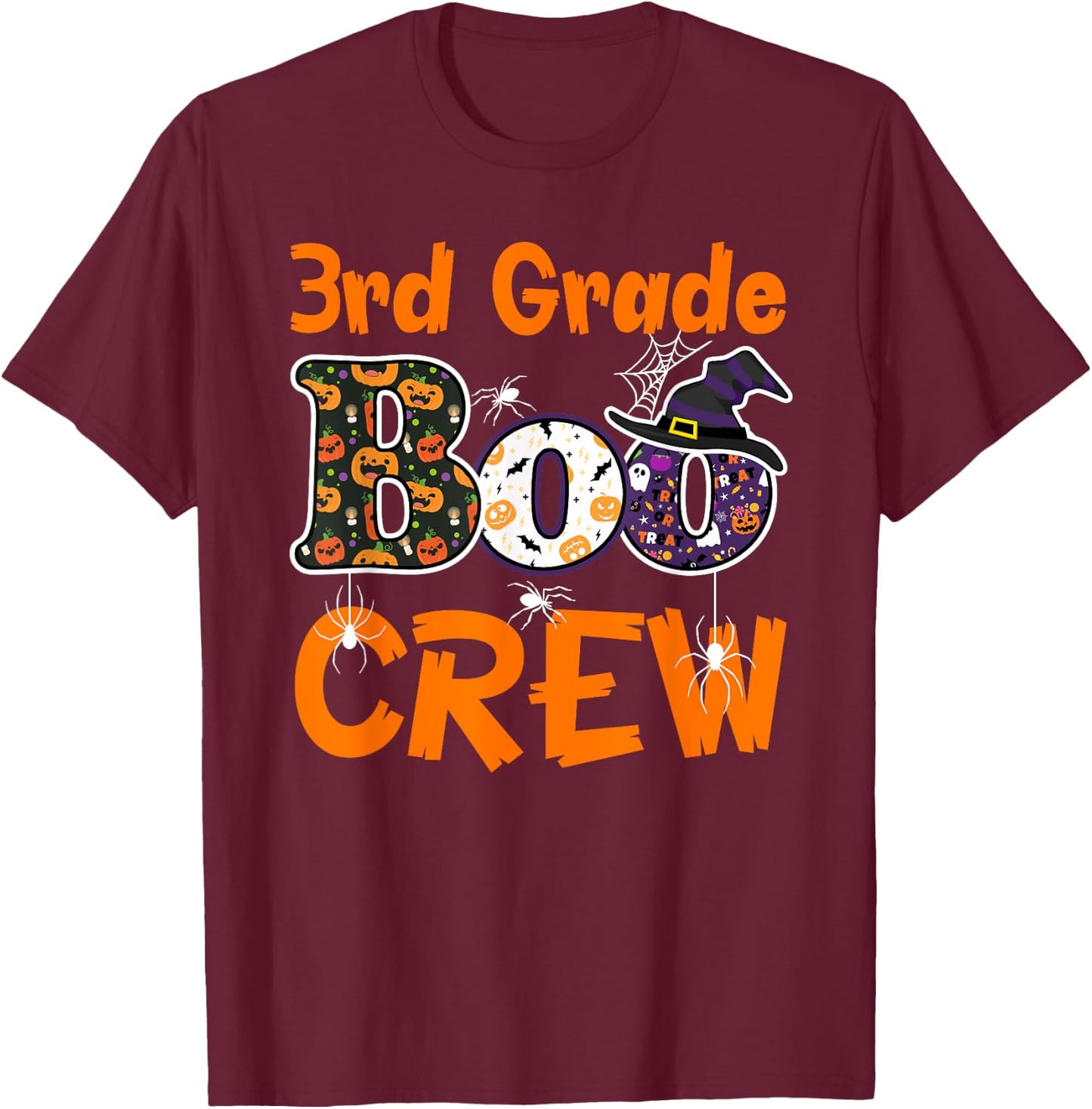 3rd Grade Boo Crew Halloween Gifts Teachers Students Costume T-Shirt - T-Shirt | Maroon