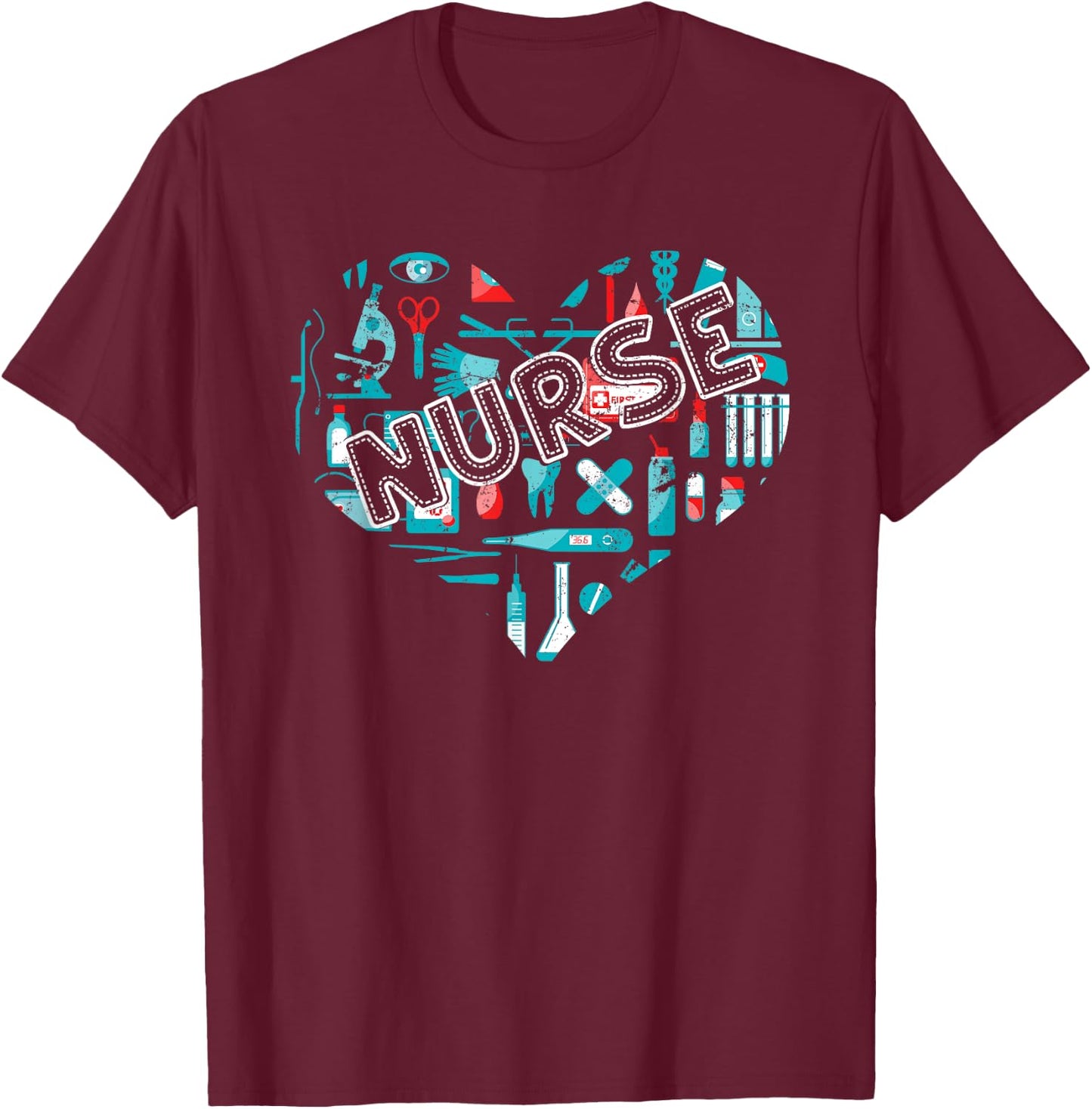 Nursing Heart Healthcare Med Staff Nursery Hospital Nurse T-Shirt - T-Shirt | Maroon