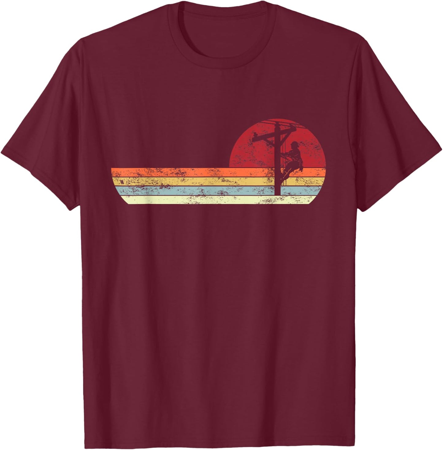 Lineman Retro Style Electrician T-Shirt - T-Shirt | Maroon
