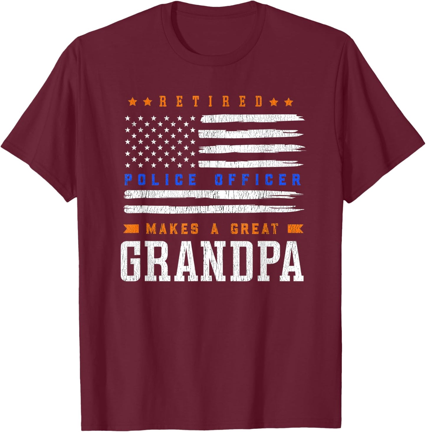 Retired Police Officer Grandpa T-Shirt - T-Shirt | Maroon