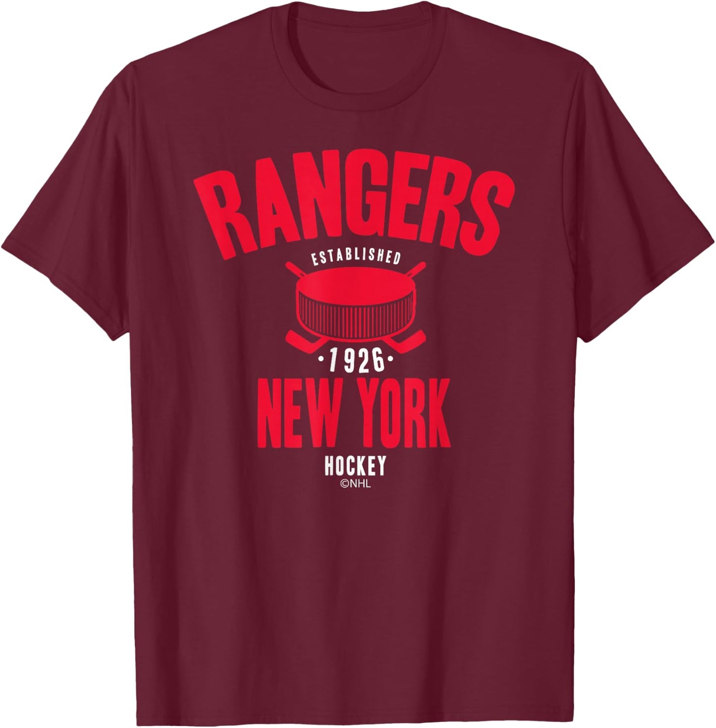New York Rangers NHL Officially Licensed Black X-Small Short Sleeve T-Shirt - T-Shirt | Maroon