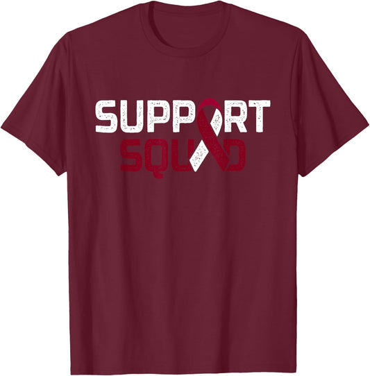 Support Squad - Throat Oral Head & Neck Cancer Awareness T-Shirt - T-Shirt | Maroon