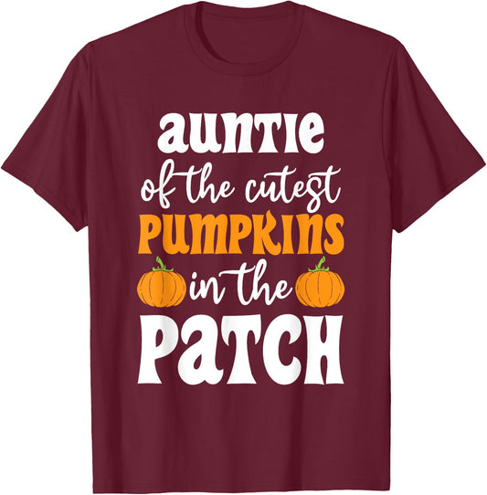 Auntie Of The Cutest Pumpkins In The Patch Halloween T-Shirt - T-Shirt | Maroon