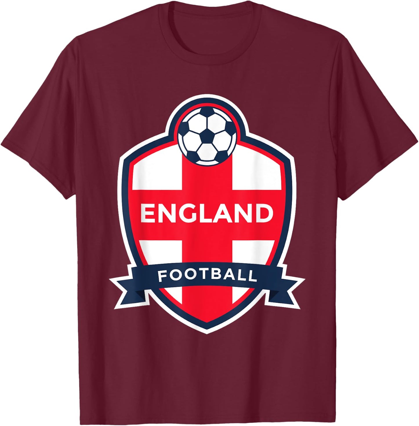 England Flag Retro Football Soccer English Fan Shirt T-Shirt - T-Shirt | Maroon