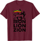 Iron Lion Zion With Rasta Flag, Jamaica T-Shirt - T-Shirt | Maroon