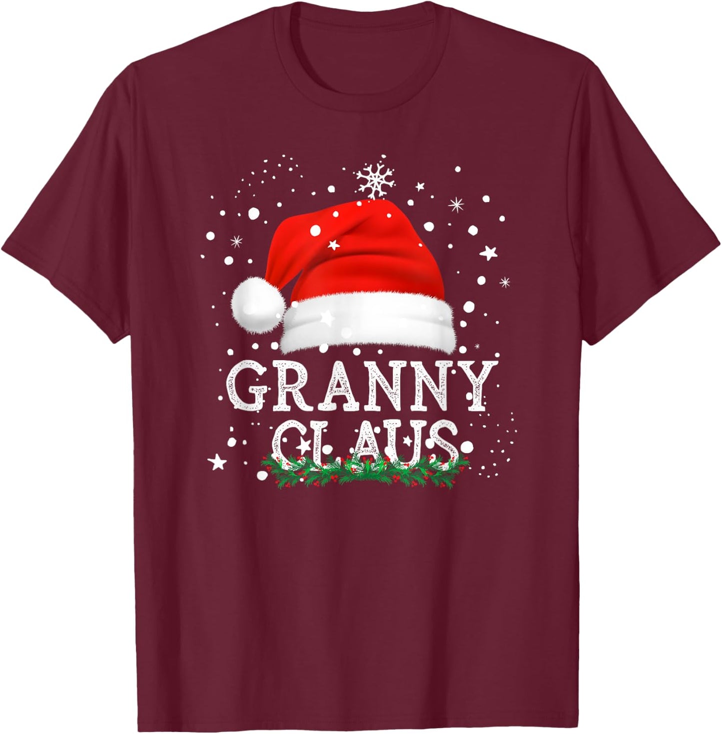 Granny Santa Claus Funny Family Christmas Pj for Grandma T-Shirt - T-Shirt | Maroon