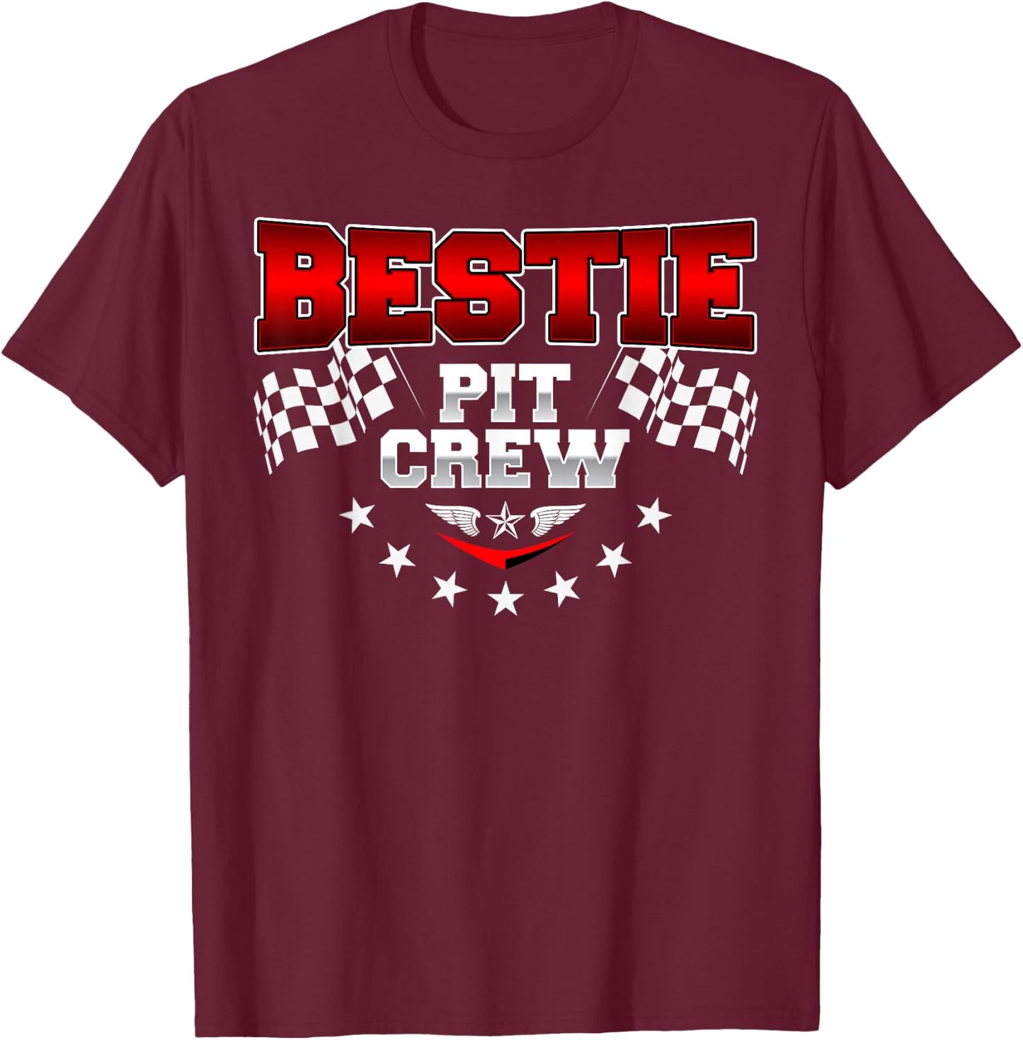 Bestie Pit Crew Racing Car Birthday Crew Family Matching T-Shirt - T-Shirt | Maroon