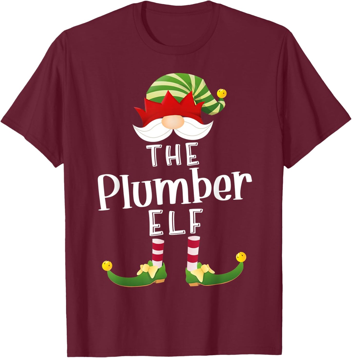 Plumber Elf Group Christmas Funny Pajama Party T-Shirt - T-Shirt | Maroon