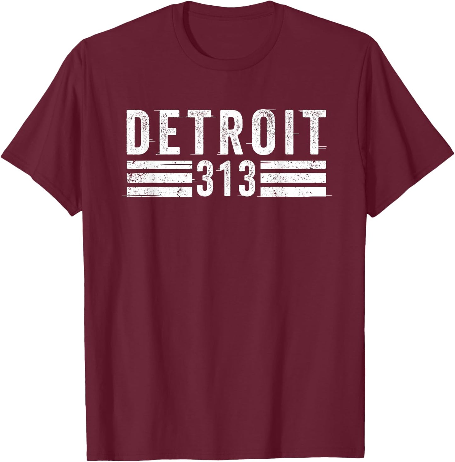 Vintage Detroit 313 Motor City Roots Born Motown Michigan T-Shirt - T-Shirt | Maroon