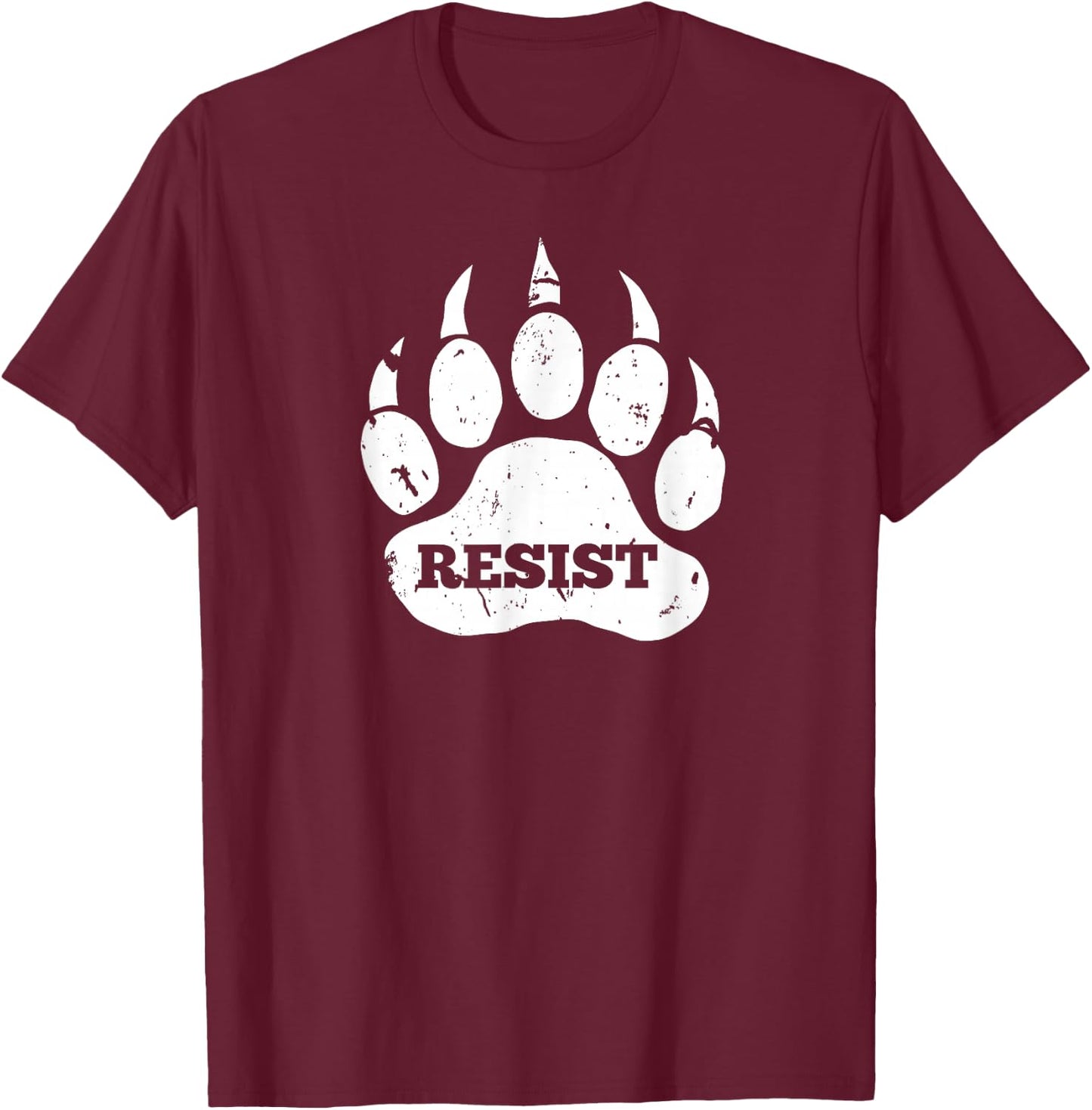 Resist Distressed Bear Paw Protect National Parks T-Shirt - T-Shirt | Maroon