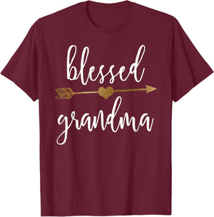 Cute Gold Arrow Blessed Grandma Shirt T-Shirt - T-Shirt | Maroon